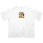 Yuya-Naganoの仲良くかけっこしてるワンちゃん達 オーバーサイズTシャツ