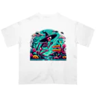 かるるんショップの骸骨紳士シリーズ　雨ニモマケズ、風ニモマケズ Oversized T-Shirt