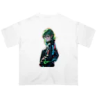 DRILLERのサイバーパンク　緑髪 Oversized T-Shirt