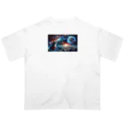 space catの星を見つめる猫 Oversized T-Shirt