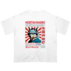 SHOP☆ほえらじ（アラサーゲイの吠えたいラジオ公式）のウルフくん（アクアブルー×レッド） オーバーサイズTシャツ