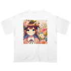 ピクセルパレットの可愛い女の子とお花10 オーバーサイズTシャツ