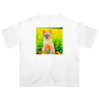 猫好きの谷の猫の水彩画/花畑のトンキニーズねこのイラスト/ポイントネコ オーバーサイズTシャツ