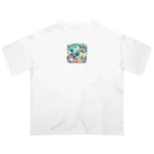 まんじゅ王国の魅力的なサーカスの世界が描かれた楽しい像。 Oversized T-Shirt