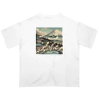 kimagure_MARCHEのJapan Mt. Fuji Sento Bathhouse Beautiful scenery オーバーサイズTシャツ