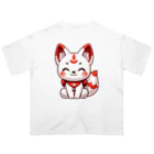 大江戸花火祭りのInari Fox Charm Magic～稲荷の狐3 Oversized T-Shirt