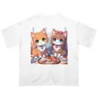 ウツボちゃんの可愛い猫姉妹 オーバーサイズTシャツ