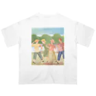 かわいいアートショップの夏　水彩画　友達 オーバーサイズTシャツ