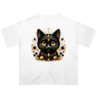 黒猫ギャラリー🐈‍⬛の金運の黒猫の神様 Oversized T-Shirt