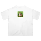 oricoricoのお花畑と柴犬 オーバーサイズTシャツ