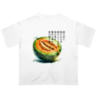 eri_sakuの夏の果実　メロン(黒文字) Oversized T-Shirt