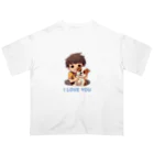 AwagoModeのI LOVE YOU(Dog&Boy) (39) オーバーサイズTシャツ