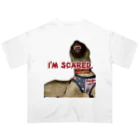 毛玉のおうちチャリティーグッズ販売suzuri部のI'M SCARED. Oversized T-Shirt