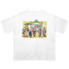 freehandの浮世絵猫のお風呂屋さん Oversized T-Shirt