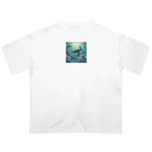 海の幸のウミガメと水流 オーバーサイズTシャツ