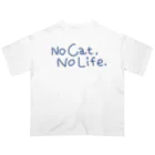 TomoshibiのNo Cat, No Life. ブルーロゴ Oversized T-Shirt