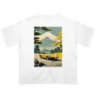 JapanCarStyleの黄色いスポーツカーと日本の風景 Oversized T-Shirt