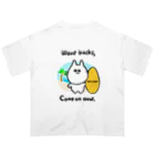 Momotamaのウェア：サーファーねこ部長「Wave backs, Come on now.」 オーバーサイズTシャツ