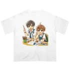 可愛い男の子イラスト販売所　By,keicyanの男の子　中学1年生　美術部 オーバーサイズTシャツ