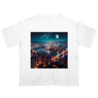 Teesignsの月夜に輝く未来都市 Oversized T-Shirt