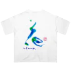 綾子/ 紗煌　筆文字の花　=flower= オーバーサイズTシャツ