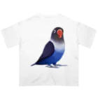 まめるりはことりのボタンインコ　おすましコバルトブルー【まめるりはことり】 オーバーサイズTシャツ