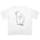 まめるりはことりのアルビノセキセイインコちゃん【まめるりはことり】 オーバーサイズTシャツ