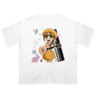 ふわりおんぷふぁーむのかおふあちゃんギター&ピアノ(フルカラー) オーバーサイズTシャツ