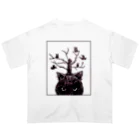 ブティック萌の猫とフクロウ オーバーサイズTシャツ