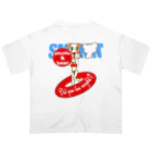 オリジナルデザインTシャツ　SMOKIN'のセクシーモクモックマinビーチ 白 オーバーサイズTシャツ