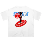 オリジナルデザインTシャツ　SMOKIN'のセクシーモクモックマinビーチ 黒 オーバーサイズTシャツ