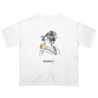 ビールとアート TM-3 Designの名画 × BEER（美人画）黒線画 Oversized T-Shirt