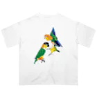 piyopiyobrandのシロハラインコたち オーバーサイズTシャツ