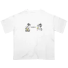 ビールとアート TM-3 Designの名画 × BEER（浮世絵男女）黒線画 オーバーサイズTシャツ