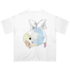 まめるりはことりのご機嫌羽セキセイインコちゃん【まめるりはことり】 オーバーサイズTシャツ