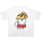 イラスト MONYAAT のPIZZAゲットした　ポメラニアン オーバーサイズTシャツ