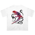 箱庭金魚❀暁姫のトライバル サバンナモニター 赤系 Oversized T-Shirt
