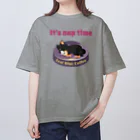 Teal Blue Coffeeのお昼寝の時間　-puppy teal- lavender Ver. オーバーサイズTシャツ