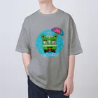 Train Kids! SOUVENIR SHOPのカエル電車「 雨♪」 オーバーサイズTシャツ