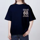 キッズモード某の還暦＆アラ還を軽やかにすごすロゴ(羽付きバックptバージョン)濃色用 Oversized T-Shirt