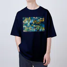 渦を10年描いてる人のBLUE UZU オーバーサイズTシャツ