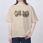 sachiko2004shopのFam& 花と猫 Two cats オーバーサイズTシャツ