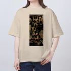 大和屋履物店の影絵両国｜小倉染色図案工房 Oversized T-Shirt