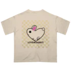 kazeou（風王）のLOVE＆RABBIT(市松)Y Oversized T-Shirt