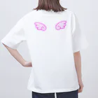 はぬの天使の羽（水玉濃いピンク） オーバーサイズTシャツ