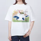 okumushiのテングビワハゴロモ様とヤモリB オーバーサイズTシャツ