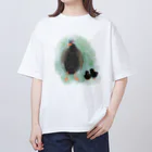 akane_art（茜音工房）のいきものイラスト（ヤンバルクイナの親子） オーバーサイズTシャツ