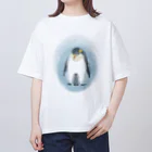 akane_art（茜音工房）のいきものイラスト（皇帝ペンギンの親子） オーバーサイズTシャツ