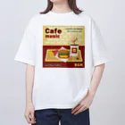 Teal Blue CoffeeのCafe music - CARDINAL RED BURGER - オーバーサイズTシャツ