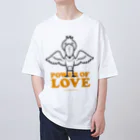 ハシビロ☆SHOPのPOWER OF LOVE #SHOEBILL（文字色／橙） オーバーサイズTシャツ